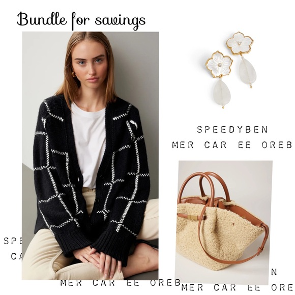 ANINE BING Kurt Cardigan Black & White Plaid Large - Picture 14 of 16